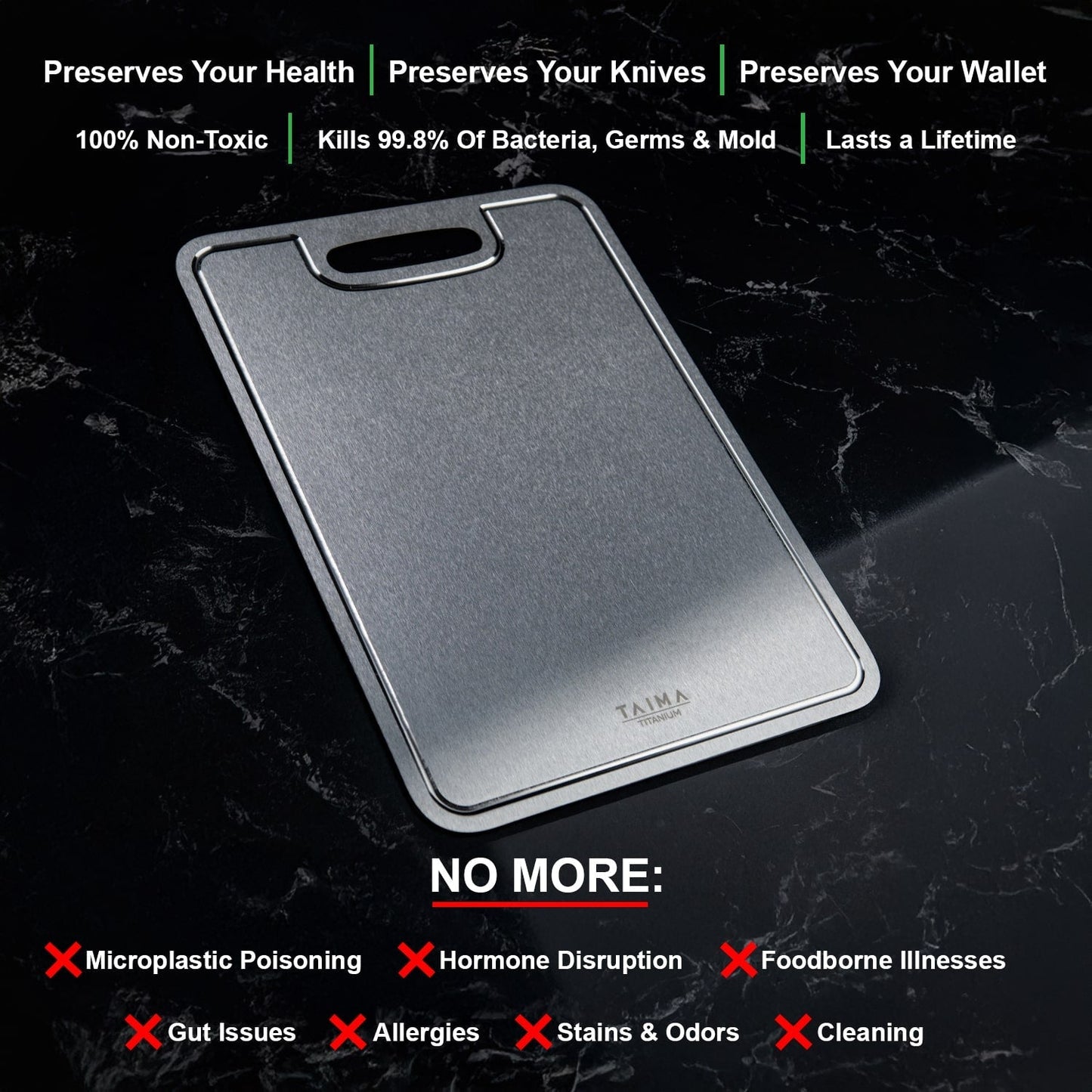 Certified Taima® Pure Titanium Cutting Board