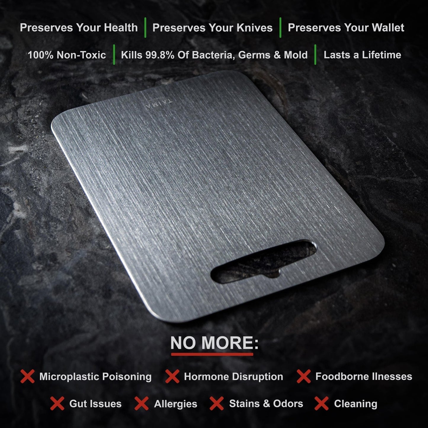 ¡BLACK FRIDAY SALE! The Original Taima™ Pure Titanium Cutting Board | Non-Toxic & Antimicrobial